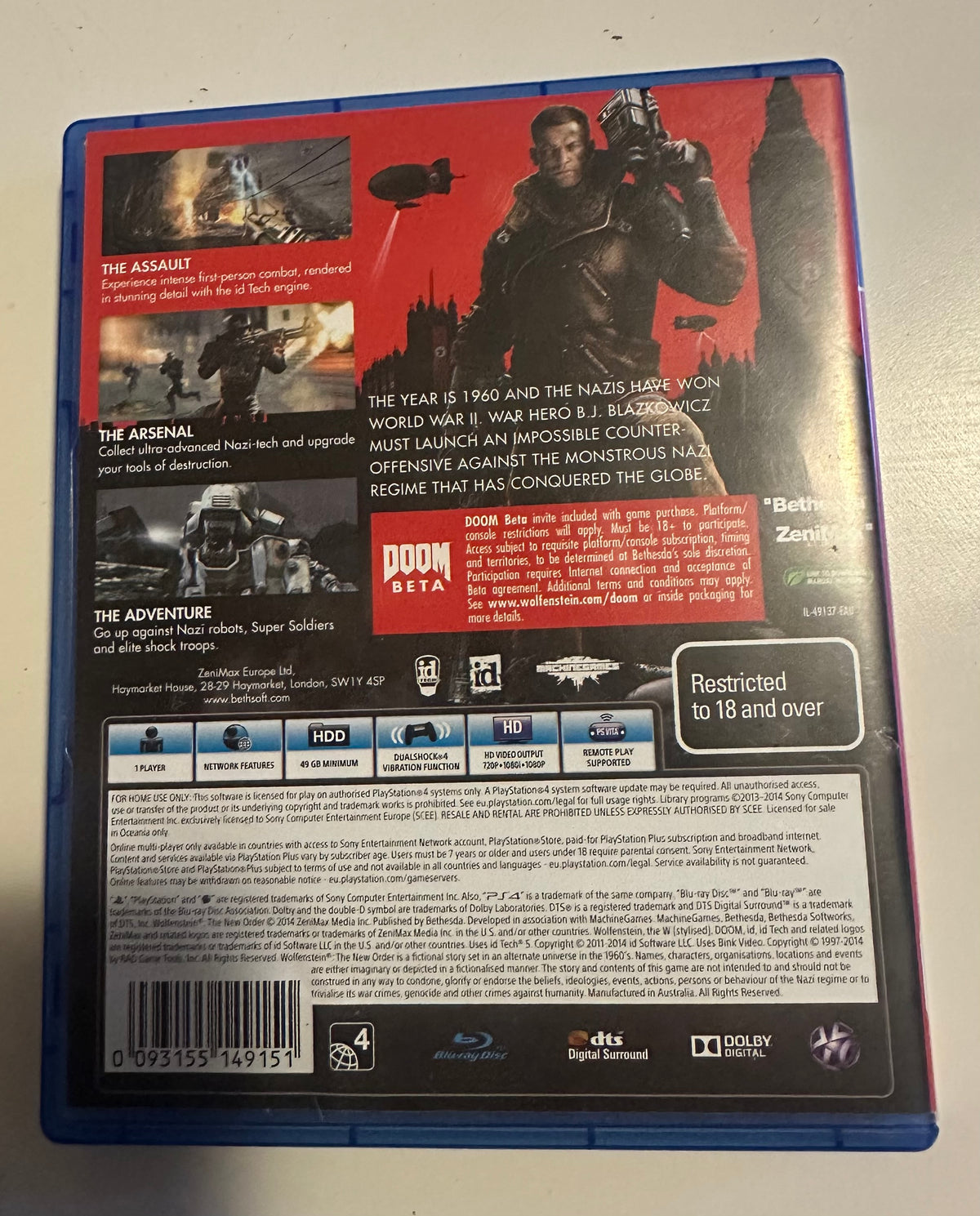 Wolfenstein The New Order PlayStation 4